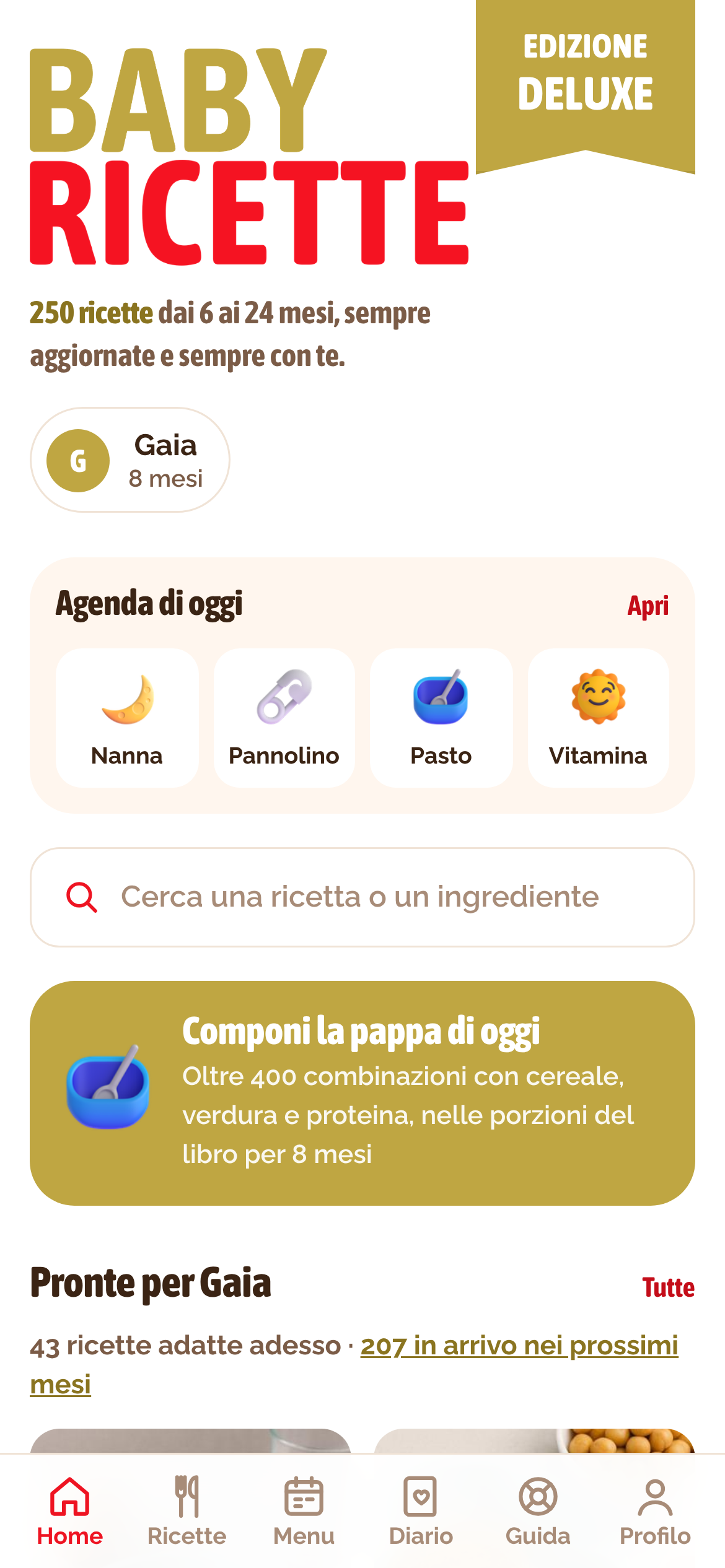 La home dell’app